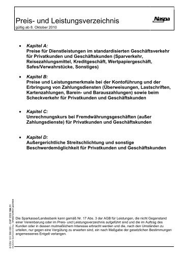 Preis- und Leistungsverzeichnis - Naspa