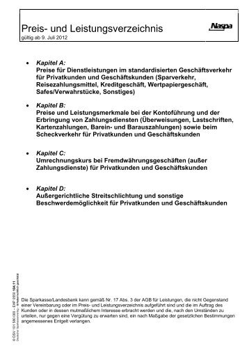 Preis- und Leistungsverzeichnis - Naspa