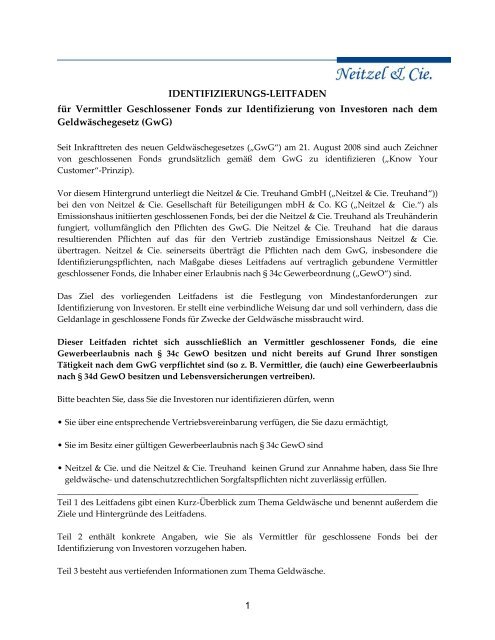 Fur Vermittler Geschlossener Fonds Zur Neitzel Cie