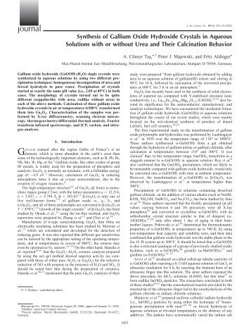 Synthesis of Gallium Oxide Hydroxide Crystals in Aqueous Solutions ...