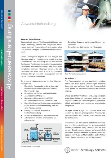 Produktdatenblatt Abwasserbehandlung - Bayer Technology Services