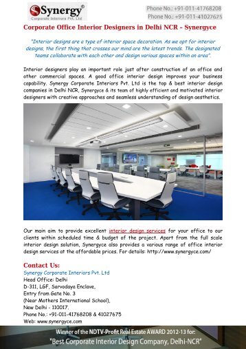 corporate office interior designers in delhi ncr