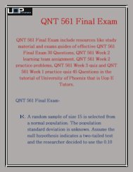 QNT 561 Final Exam 2016 | QNT 561 Final Exam | Uop E Tutors