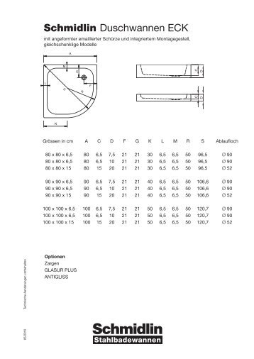 Schmidlin Duschwannen ECK