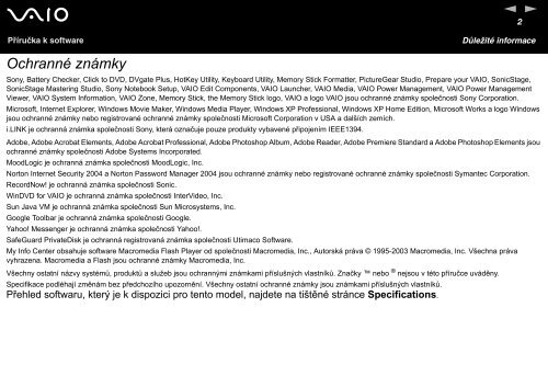 Sony VGN-A217M - VGN-A217M Manuale software Ceco