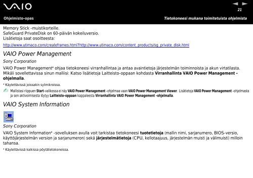 Sony VGN-A217M - VGN-A217M Manuale software Finlandese