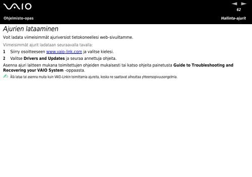 Sony VGN-A217M - VGN-A217M Manuale software Finlandese