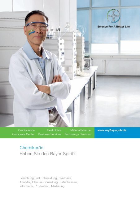 Chemiker/in Haben Sie den Bayer-Spirit? - Bayer AG - mybayerjob.de