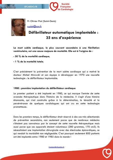 Defibrillateur Automatique Implantable 35 Ans D Experience