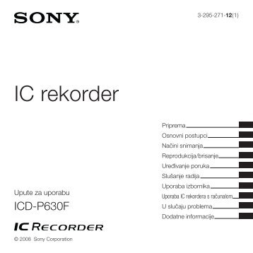 Sony ICD-P630F - ICD-P630F Istruzioni per l'uso Croato