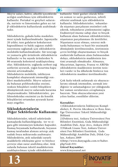 İnovatif Kimya Dergisi Sayı 6