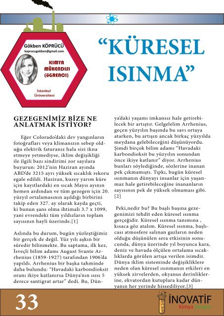 İnovatif Kimya Dergisi Sayı 6