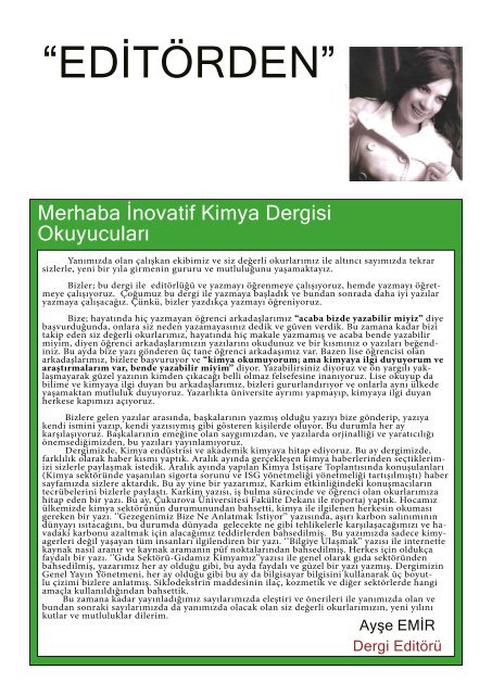 İnovatif Kimya Dergisi Sayı 6