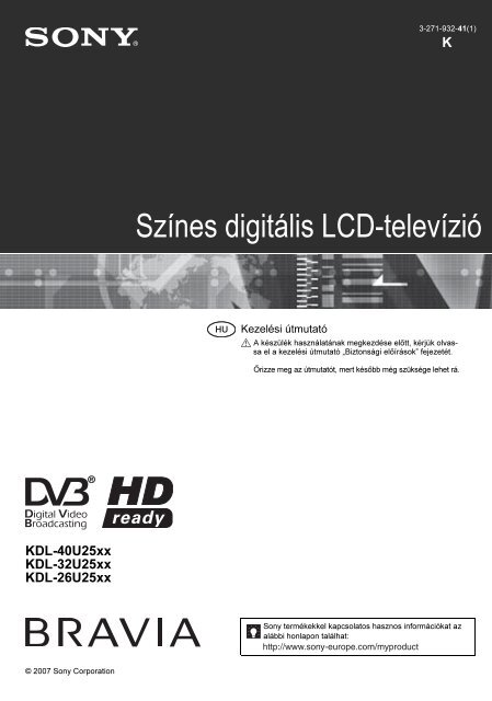 Sony KDL-26U2530 - KDL-26U2530 Istruzioni per l'uso Ungherese