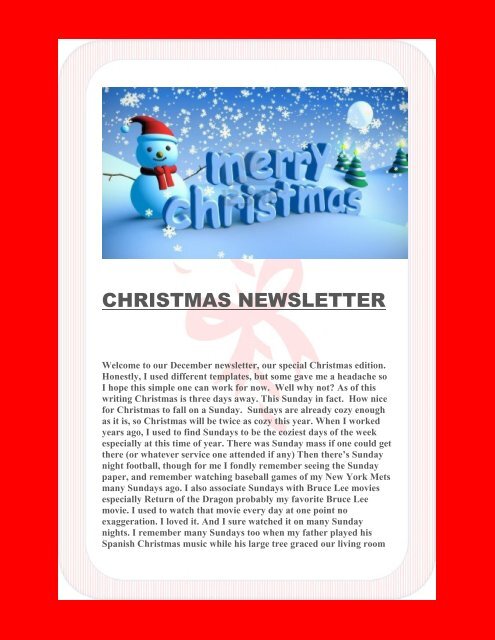 CHRISTMAS NEWSLETTER December 2016