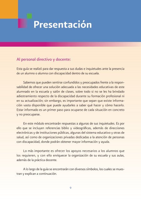 Guía para facilitar la inclusión de alumnos y alumnas con  discapacidad