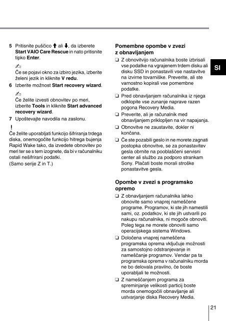 Sony SVE1711S9E - SVE1711S9E Guida alla risoluzione dei problemi Croato