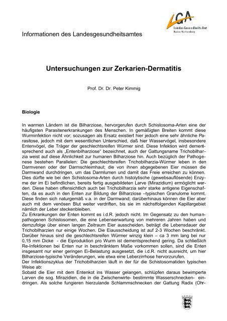 Untersuchungen zur Zerkarien-Dermatitis