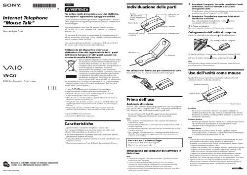 Sony VN-CX1 - VN-CX1 Istruzioni per l'uso Italiano