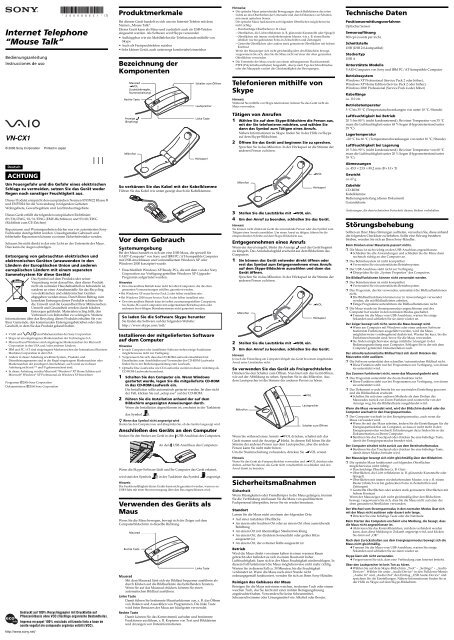 Sony VN-CX1 - VN-CX1 Istruzioni per l'uso Tedesco
