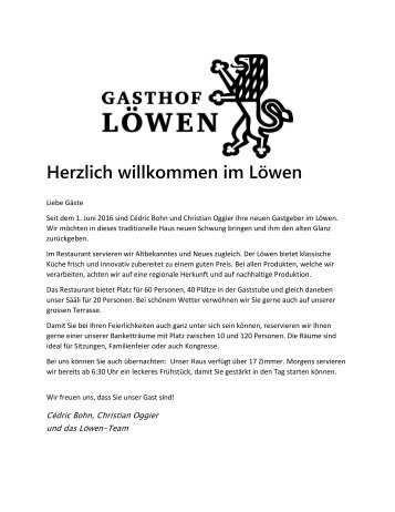 Speisekarte Löwen 01.01.2017