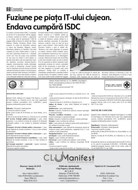 ClujManifest 2016 - Editie Tiparita - An 2 - Nr.38 - 14 Septembrie - 20 Septembrie 2016