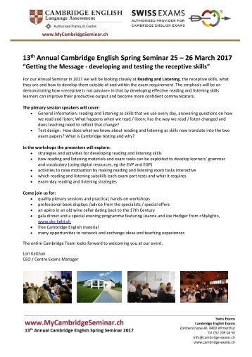 Cambridge English Spring Seminar 2017_Programme