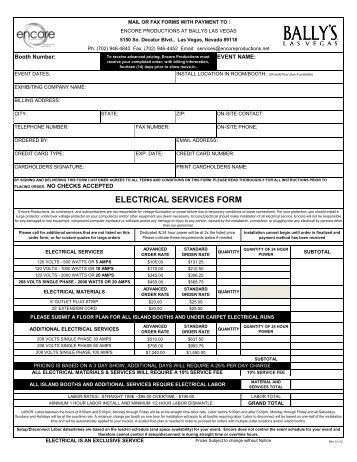 Electrical Services Form - Ballys - 1-1-12 - Freedom Fest