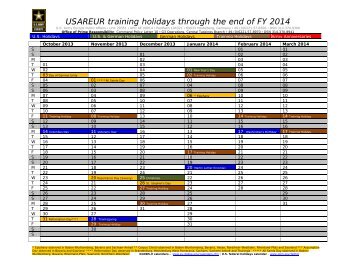 USAREUR training holidays through the end of FY 2014