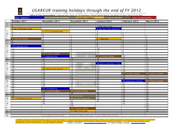 USAREUR training holidays through the end of FY 2012