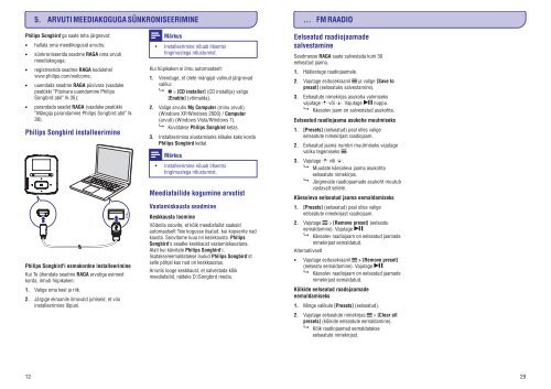 Philips GoGEAR Baladeur MP3 - Mode d&rsquo;emploi - EST