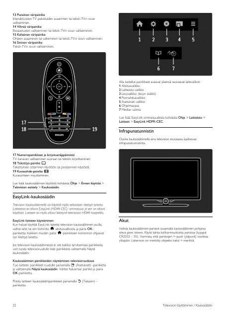 Philips T&eacute;l&eacute;viseur LED - Mode d&rsquo;emploi - FIN