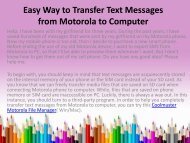 Easy Way to Transfer Text Messages from Motorola to Computer