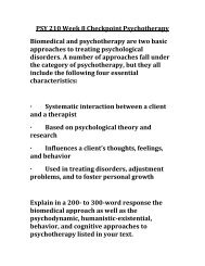 UOP PSY 210 Week 8 Checkpoint Psychotherapy