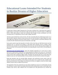 Educational Loans Intended For Students to Realize Dreams of Higher Education