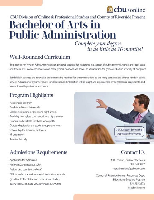 CBU Online and Professional University offers Bachelors in Public Administration 
