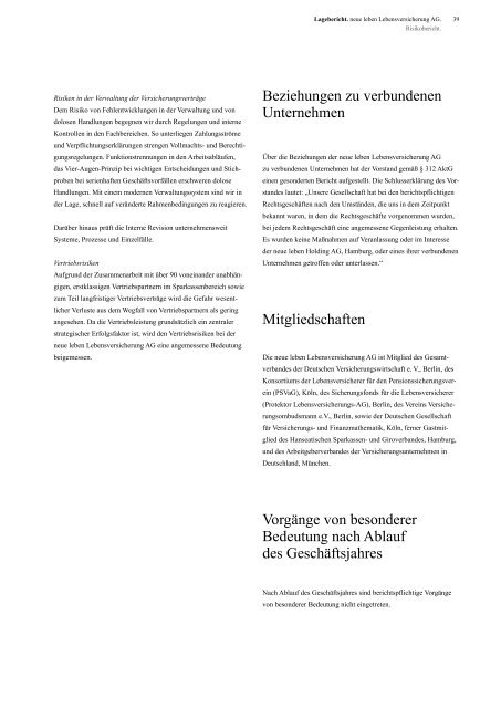 Geschäftsbericht 2010 - neue leben Versicherungen