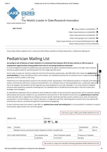 Email List of Pediatricians