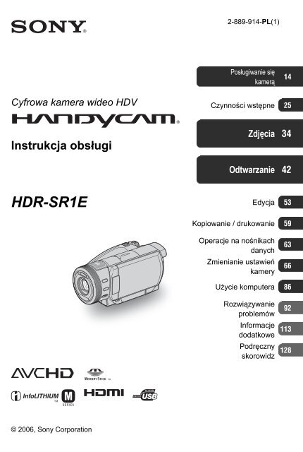 Sony HDR-SR1E - HDR-SR1E  Polacco