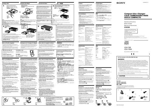 Sony CDX-T69 - CDX-T69 Istruzioni per l'uso Francese