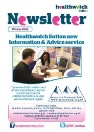 Healthwatch Sutton Newsletter Winter 2016 