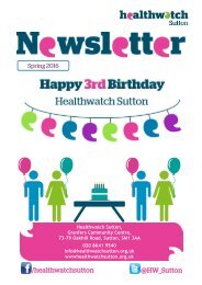 Healthwatch Sutton Newsletter May (Spring) 2016 