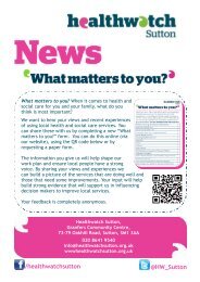 Healthwatch Sutton Spring 2015 (Spring) Newsletter