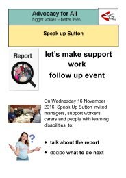 Advocacy for All - Support follow up event Nov 16 - Report