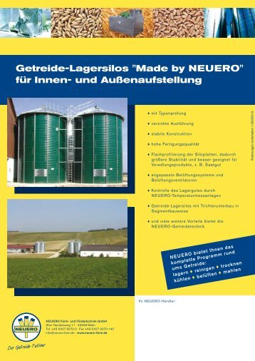 Getreide-Lagersilos "Made by Neuero" für Innen- und - NEUERO Farm