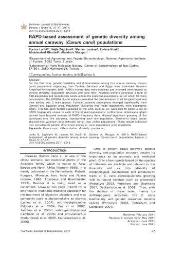 RAPD-based assessment of genetic diversity among annual ...