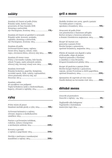 Menu česky