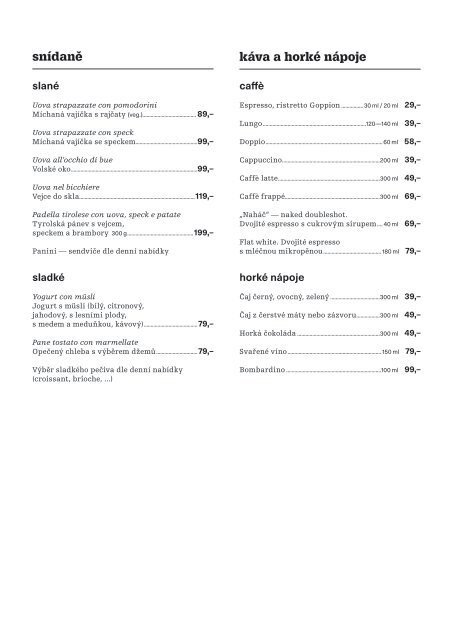 Menu česky