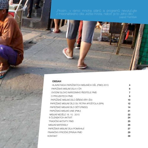 Papežská misijní díla - Výroční zpráva  za rok 2015