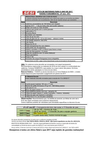 Lista de Materiais Alunos 4_EF_2017